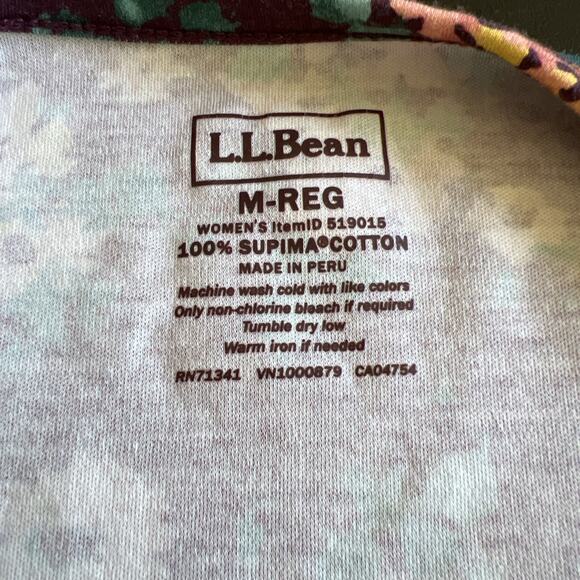 L.L. Bean Shirt Women's M Reg Dark Floral Pima Cotton Crewneck Tee Cottagecore - Picture 5 of 9